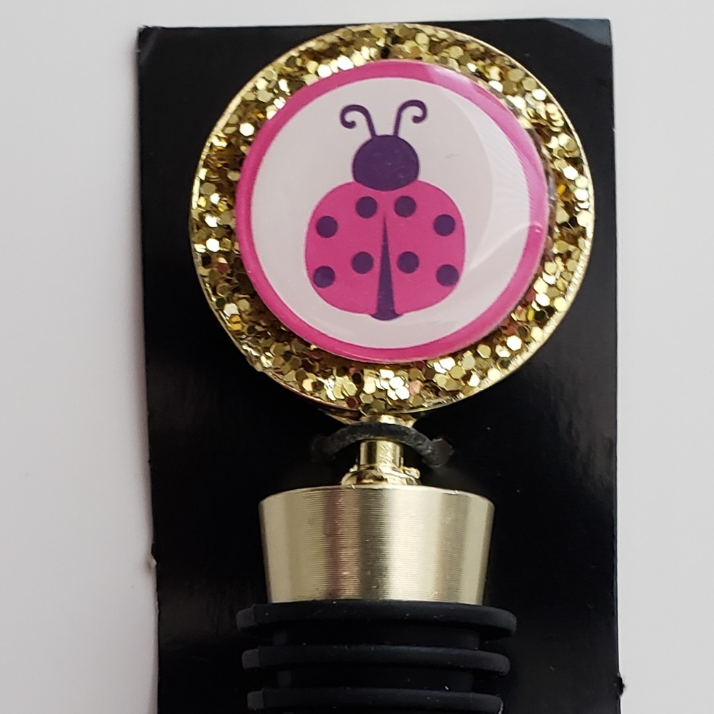 GLITTER LADYBUG WINE STOPPER